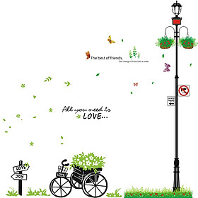 Mua Decal dán tường Combo xe đạp và cột đèn xanh AmyShop (200 x 200 cm)