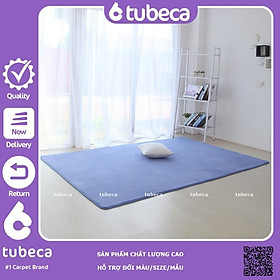 Thảm Nhung Mịn Cao Cấp Trải Sàn Phòng Khách | Màu Xanh Đậm | Dày dặn | 2m x 1m6 | TUBECA