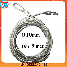 Dây cáp khóa xe bọc nhựa Phi 10mm -  Dài 9 mét CÁP THÉP Thái Bình VinàN