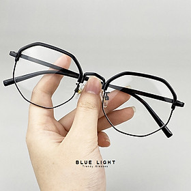 Kính Giả Cận, Gọng Kính Cận Nam Nữ Mắt Vuông Đa Giác Full Đen Hàn Quốc - BLUE LIGHT SHOP