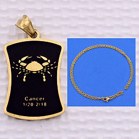 Mặt dây chuyền cung Cự Giải - Cancer inox vàng kèm dây chuyền inox vàng, Cung hoàng đạo