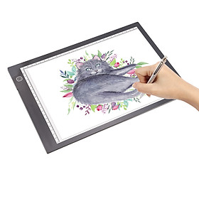 A4 LED Light Pad Tracer 3mm Ultra-Thin Drawing Board Copyboard Stepless Dimming USB Powered with Scales for Artist