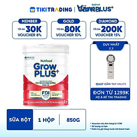 Sữa bột Nutifood GrowPLUS+ Suy Dinh Dưỡng (Đỏ) 2+ Lon 850G