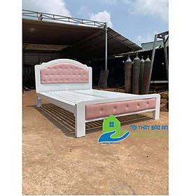 Giường sắt hộp cao cấp màu trắng hồng kích thước từ (1m4x2m, 1m6x2m,1m8x2m) chất liệu sơn tĩnh điện