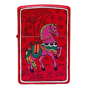 Bật lửa Zippo Year of the Horse - Phiên Bản 12 Con Giáp (Tuổi Ngọ) Thiết Kế Việt Nam, Sơn Tĩnh Điện Đỏ May Mắn Chính Hãng