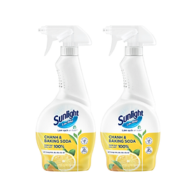 Combo 2 Nước lau bếp Sunlight Chanh & Baking soda | Phiên bản nâng cấp từ Cif | Đánh bay 100% dầu mỡ | Chai 500ml