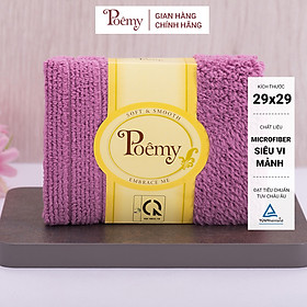 Khăn mặt vuông sọc gân POÊMY nhiều màu, kích thước 29cm, sợi vải mềm nhẹ, thấm hút tốt, làm sạch sâu