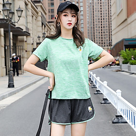 Set Bộ Đồ Quần Short Áo Thun Thể Thao Nữ Đồ Tập GYM YOGA AEROBIC TTO04 MayBlue Bộ Thun Nữ