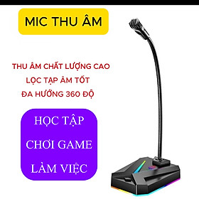 Mua Micro Máy Tính  Laptop Có Jack 3.5mm và USB  Dải LED  Thu Âm 360 Lọc Tạp Âm Tốt Cho Học Tập  Thuyết Trình  Chơi Game- Hàng Chính Hãng