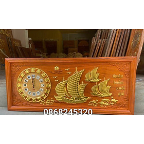 Mua Đồng hồ treo tường khắc chữ thuận buồm xuôi gió gỗ gõ đỏ kt 41×97×4cm