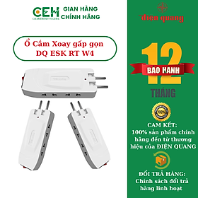 Ổ cắm xoay gấp gọn Điện Quang ĐQ ESK RT (4 lỗ, 1 công tắc)