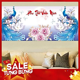 Mua Tranh thêu chữ thập chim công mo0035 148x71cm