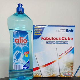 Combo chai nước làm bóng Alio 1 lít +hộp muối rửa bát 2kg