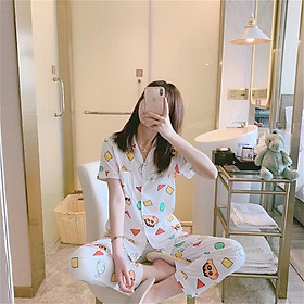 Bộ ngủ mặc nhà nhiều hình xinh yêu mùa xuân-thu - Pijama nữ hoạt hình cute chất thun mềm Bò sữa B051