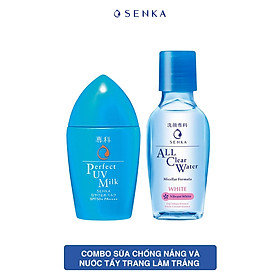 Combo Sữa chống nắng Senka Perfect UV Milk 40ml và Nước tẩy trang Senka Micellar Formula White 70ml