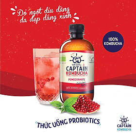 Trà dưỡng sinh Kombucha hữu cơ vị lựu  400ml Captain Kombucha