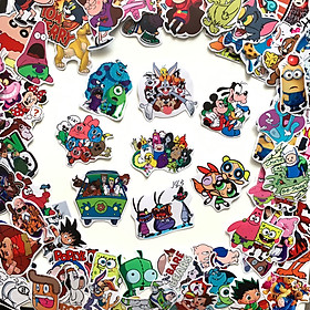 Bộ sticker chủ đề Cartoon hoạt hình 2019, decal hình dán chống nước, trang trí nón bảo hiểm, điện thoại, lap top ...