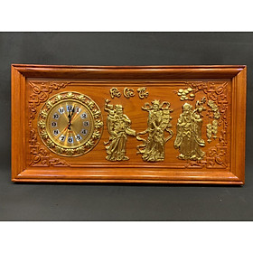 Mua Tranh đồng hồ treo tường trạm Phúc lộc thọ gỗ hương 81x41