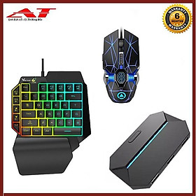 Combo Bàn Phím Giả Cơ FREE WOLF K15 + Chuột LED G3Os + Bộ Chuyển Đổi FREEWOLF G6 hỗ trợ chơi game PUBG Mobile cho Androi