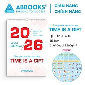 Lịch Treo Tường 2026 - Time Is A Gift - Thời Gian Là 1 Món Quà Chủ Đề Kỳ Lân - Kèm Sticker Trang Trí