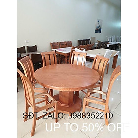 Mua Bàn ăn 6 ghế tròn gỗ sồi