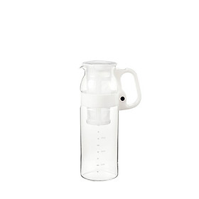 Bình nước thủy tinh chịu nhiệt 1,3L, tay cầm trắng, có lõi lọc trà