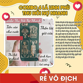 Combo 4 lá linh phù thu hồi nợ nhanh TIỀN VÔ NHƯ NƯỚC+THẦN TÀI GIỮ CỦA+THU HỒI NỢ NHANH+TRÁNH HẠN 100 TAI ƯƠNG. Để bóp ví, dùng làm miếng dán điện thoại, máy tính, nhà cửa, xe