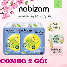 Combo 2 gói tã bỉm Hàn Quốc Nabizam Ultrathin size XXXL20 miếng