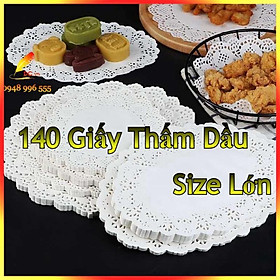 140 Giấy Thấm Dầu Ăn Size lớn 21cm Cao Cấp Họa Tiết Ren Sang Trọng Hình Tròn Lót Bánh - Đồ Ăn - Thấm Hút Tốt _ sgdch_hn