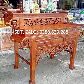 Mua Bàn Thờ Bàn Cúng 2 Tầng Tay Cuốn gỗ Tràm Bông Vàng