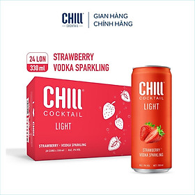 Thùng 24 lon Chill Cocktail Light vị Strawberry Vodka Sparkling 330ml/lon