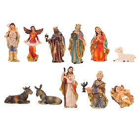 11x Nativity Scene Set Sculptures Jesus Sculpture for Shelf Home Desktop