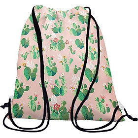 Túi Rút Unisex In Hình Cây Xương Rồng Nền Hồng - BDHT111