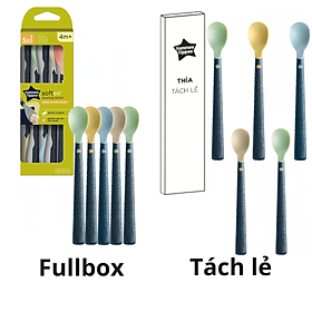 Thìa Ăn Dặm Tommee Tippee Softee, Cho Bé Từ 4 Tháng - Set 5 Thìa, Tách Lẻ (Giao Màu Ngẫu Nhiên)
