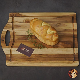 Mua Thớt gỗ Teak Chef Studio cao cấp hình chữ nhật  có rãnh và tay nắm  dùng cho cắt thái và trang trí