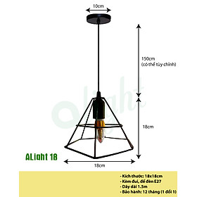 Mua Đèn thả trần + KÈM BÓNG 4W  đèn trang trí Decor sắt mỹ thuật hình nón lá dành cho quán ăn  trà sữa  quán cà phê