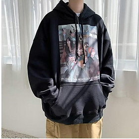 Áo Hoodie Tay Dài Dáng Rộng In Họa Tiết Vintage Phong Cách Hip hop Thời Trang Cho Nam Size M-3XL