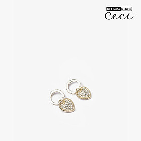 CECI - Khuyên tai nữ khoen tròn hình trái tim đính đá CC1-01000015