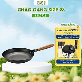 Mua Chảo gang chống dính Lebenlang LBL2521 và LBL2522  size 24  28  tay cầm gỗ dùng mọi loại bếp - hàng chính hãng