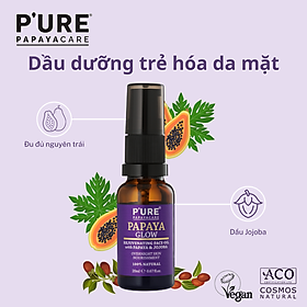 Dầu dưỡng trẻ hóa da mặt P’URE Papayacare Papaya Glow Rejuvenating Face Oil 20ml