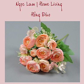 Bó hoa hồng trà 10 bông, Bó hoa hồng mẫu đơn lụa cao cấp, dùng trang trí phòng khách, phòng ngủ, bàn ăn, bàn làm việc