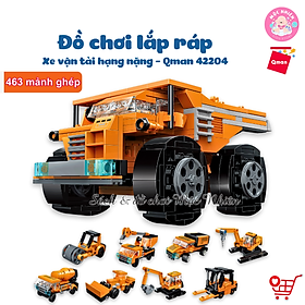 Đồ Chơi Xếp Hình Lắp Ráp 8 in 1 Qman 42204 - Xe Xây Dựng Xe Vận Tải Hạng Nặng (463 mảnh ghép) - Dành cho bé từ 6 tuổi