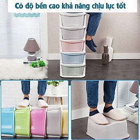 Tủ nhựa đa sắc ngăn kéo 5 tầng có bánh xe hàng