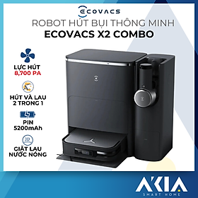 Robot hút bụi lau nhà kèm máy hút bụi cầm tay Ecovacs X2 Combo - Lực hút 8700Pa, Giặt giẻ nước nóng - HÀNG CHÍNH HÃNG