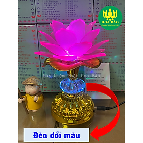 Mua Đèn Thờ Hoa Sen có Loa Niệm Phật 30 bài - dùng điện trực tiếp