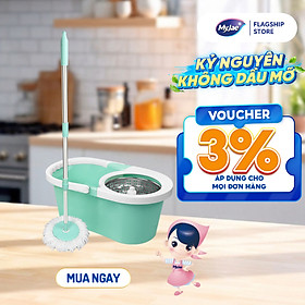 Bộ Lau Nhà MyJae Sợi Microfiber Xoay 360 Độ Thông Minh, Lau Sạch Nhanh Khô 134cm