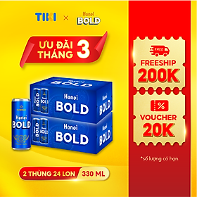 Combo 2 Thùng Bia Hanoi BOLD - Thùng 24 lon 330ml