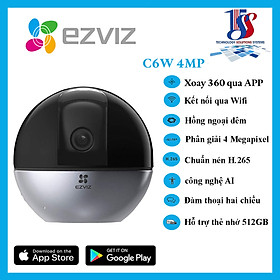 Camera wifi trong nhà, Camera Ezviz C6W 4.0 Megapixel, quay quét, đàm thoại hai chiều, tích hợp AI - Hàng chính hãng bảo hành 24 tháng
