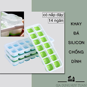 Mua Khay làm đá silicon chống dính 14 ô có nắp đậy ngăn mùi từ tủ lạnh (KD14)