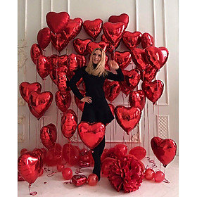10 bóng trái tim đỏ trang trí Valentine combo set heart balloon vltm49